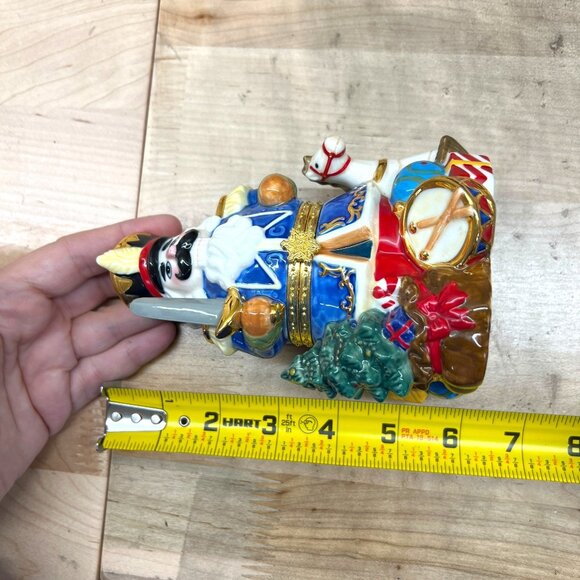 Porcelain Nutcracker Trinket Box Christmas Collector Figurine - Picture 5 of 10